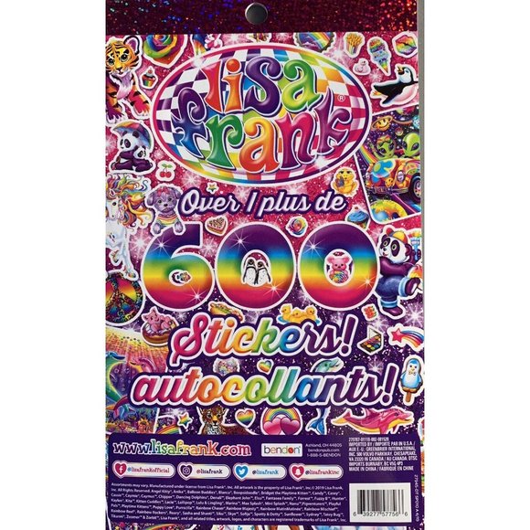 NEW Lisa Frank 600 Count Neon Rainbow Funky Sparkly Holo Unused Sticker Book - Picture 2 of 8